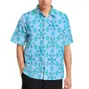 Chemises décontractées pour hommes Chemise de vacances d'impression de flocon de neige Bleu et blanc Hawaii Hommes Blouses drôles à manches courtes Motif Vêtements Plus Taille 3XL