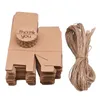 Present Wrap 100st/Lot Vintage Kraft Paper Candy Box med tack Tag Chocolate Cookies Wrapping Boxes Wedding Christmas Party Gift Box 231020