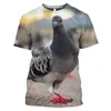 Herr t skjortor vilda duva 3d tryck sommar o-hals t-shirt avslappnad kort ärm överdimensionerad pullover mode streetwear tee tops män kläder