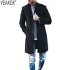 Мужские толстовки с капюшоном 2023 Осень Зима Slim Fit Шерстяное пальто Мужское длинное пальто из смесового кашемира Черный Красный Серый Куртка Верхняя одежда S3XL 231019