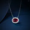 Łańcuchy 2.2ct czerwony niebieski naszyjnik Corundum 925 Srebrna inkrustowana cukierowa fasolka kształt 6 8 Wszechstronny moda 40 3 cm