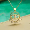 Chokers Mafisar Unique Design Trendy Simple Gold Plated Zircon Pearl Evil Eyes Pendant Necklace Fashion Delicate Women Party Jewelry 231020