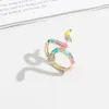 Solitärring Y2K Lustige bunte Schlange Verstellbare Ringe Boho Kupfer Inlay Zirkon Offener Fingerring Trend Neon Emaille Damen Schmuck Geschenke 231019