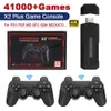 Jogadores de jogos portáteis X2 PLUS Video Stick 1080P Console 2.4G Double Wireless Controller 41000 Jogos 128GB Retro para PSP PS1 FC Boy Gift 231019