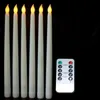 Candles Pack of 12 Yellow Flickering Remote LED Plastic Flameless Taper bougie Led for Dinner Party Decoration 231019