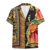 Chemises décontractées pour hommes Chemise pour hommes Fasion Style Lâche Manches courtes Ethnique Vintage Imprimer Bouton Down T-Shirt2901