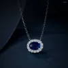 Цепочки 2.2ct Красный Синий Корунд Ожерелье Серебро 925 Инкрустация Форма Сахарных Бобов 6 8 Универсальная Мода 40 3 см