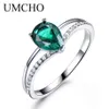 UMCHO – bagues en pierre précieuse émeraude verte pour femmes, bijoux en argent Sterling 925, romantique, classique, goutte d'eau, bague d'amour, Y0420246s