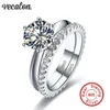 Vecalon Fine Jewelry Real 925 Sterling Silver Infinity Ring Set Diamond CZ Engagement Wedding Band Rings for Women Bridal Gift3213