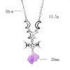 Pendentif Colliers Gothique Magique Améthyste Collier Irrégulier Cristal Naturel Pierre Lune Déesse Charme Ras Du Cou Amulette Wicca Bijoux Cadeaux