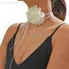 Kedjor överdrivna romantiska mesh retro blommakedjekedjhalsband för kvinnor justerbar band choker y2k ons ​​tillbehör