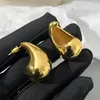 Ohrstecker, klobiger Gold-Creolen für Damen, 14 Karat vergoldet/versilbert, hypoallergener Ohrring, dicke tropfenförmige, hohle, offene Creolen