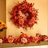 Dekorativa blommor kransar 1,8 m hösten Silk Rose Garland Fake Eucalyptus Vine Hanging Plants Artificial Flowers Wreath For Thanksgiving Harvest Fall Decor 231020