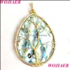 Pendant Necklaces Wojiaer Natural Abalone Shell Drop Pendant For Women Tree Of Life Wire Wrap Beads Mixed Colors Diy Handmade Necklace Dhu7Y