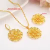 Etiope 24k Fine Oro Giallo Riempito Multicamera Fiore set Gioielli Ciondolo Orecchini a catena Africano Sposa Matrimonio Bijoux Gift350a