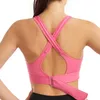 Yoga Outfit Seamless Sports Bra Ajustável Back Support Mulheres Front Zipper Fechamento Cruz para Correr