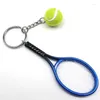 Keychains 100Pcs Mini Tennis Racket Pendant Keychain Keyring Key Chain Ring Finder Holer Accessories For Lover's Day Gifts