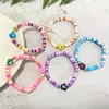 Brin mignon coloré en caoutchouc entretoise perles charme Bracelets faits à la main pour femmes mode yeux verre bijoux d'été