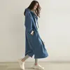 Damen Hoodies Herbst und Winter Verdickung einfarbige Kapuzenjacke koreanische Version 2023 einfache Freizeit gerade lose Fleece lang