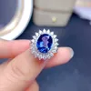 Colar brincos conjunto na moda anel de cristal azul jóias casamento cor prata oval atacado para presente feminino gota