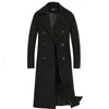 Men's Wool Blends Men Black Long Coat Thicken Trench Cashmere HighQuality Woolen Overcoat Parka 231020