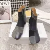 Tabi Ankle ZJP Boots Square Toe Block Chunky Heels Booties Leather Sole Women 'Luxury Designer Fashion Boots Ins Mixed Beggar's Shoes Factory Shoes Storlek 35-40
