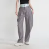 Pantalon femme contraste denim panneau femme décontracté avec demi-élastique double taille lâche plissée spectacle mince à carreaux Harlan