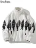 Мужские пуховые парки Una Reta Lambs Шерстяные куртки для мужчин Уличная одежда с принтом Зимняя одежда Хип-хоп Теплая пара хлопковых пальто большого размера 231020