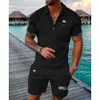 Mens Designer Tracksuits Plus Size 3XL Tvådelat Set Autumn Märke Tryckta kläder Bomull Blend Kort ärm Polo T-shirt och Shorts Sports Suit