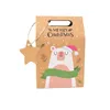 Kerstversiering 6PCS Bulk Goodies Bags Kraft Holiday Santa Elanden Sneeuwpop Cadeau met tags voor feestartikelen