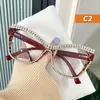 Sunglasses Long Keeper Cat Eye Anti Blue Light Optical Glasses Women Men Oversized Round Rhinestone Frame Computer Eyeglasses Vintage