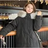 Women's Trench Coats Korean Version Down Jacket Mid-length 2023 White Duck Big Fur Collar Thickened Loose Over The Knee Winter