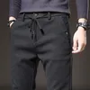 Herrbyxor Mingyu varumärke Autumn Winter Borsted tyg casual män tjockt företag Slim Cotton Black Grey Byxor Male Plus Size 38 231019