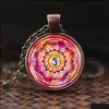 Colliers pendentifs Vintage bouddhisme collier Chakra verre Cabochon pendentif bijoux Om inde Yoga Mandala colliers unisexe cadeau goutte Del Dhupm