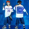 Stage Wear Pants For Girl Boy Dance Costume Clothes Kid Hip Hop Clothing Graphic Tee Print Oversized T Shirt Top Streetwear Baggy Jeans