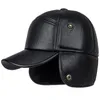 Casquettes de baseball Casquette chaude d'hiver hommes chapeaux de baseball en cuir noir pour femmes Casquette Bones Dad Gorras oreillettes épaissir 231019