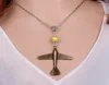 Pendant Necklaces Aircraft Plane Necklace Vintage Bronze Charm Choker Collar Acrylic Bead Statement Women Jewelry Gifts DIY B319