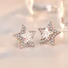 Chains Liming S925 Sterling Silver Star Earrings Female European Micro-inlaid Light Luxury Personalized Zircon Wholesale