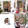 Decorações de Natal Farmhouse Wagon Wheels Grinalda Porta de Inverno Pendurada Casa Ao Ar Livre Presente de Ano 220908 Drop Delivery Jardim Festivo P Dhyqi