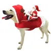 Kattdräkter Santa Costume Claus Dog Festive Pet Christmas Riding On Fästband Varma rutor för hundar