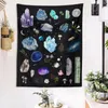 Tapisserier Crystal Poster Wall Art Tapestry Gemstones Mineral Hanging For Bedroom Sushroom Plant Starry Sky Galaxy Home Decor