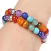 Charm armband 8mm reiki semi-ädelsten naturlig rock crystal pärlad frostad tiger öga ametist yoga färgglad chakra armband