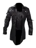 Couro masculino falso couro steampunk gótico trench coat jaqueta de couro estilo punk biker jacke outono inverno motocycle jaqueta 231019
