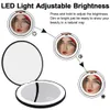 Kompakta speglar Mini Portable Folding Travel Mirror LED Light Makeup Mirror Compact Mirror 10X Förstoring 2Sided Beauty Makeup Round Mirror 231019