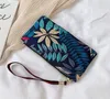 10pcs Coin Purses Oxford Leaf Printing Large Capacity Phone Long Clutch Bag Mix Color