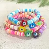 Brin mignon coloré en caoutchouc entretoise perles charme Bracelets faits à la main pour femmes mode yeux verre bijoux d'été