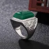 Ethnischer Smaragd-Edelstein-Ring, natürliche grüne Jade, Silber 925, Ringe für Männer, Hochzeit, Party, Retro, Vintage, edler Schmuck, Geschenke217J