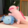 60 cm nouveau dessin animé mignon salamandre oreiller canapé oreiller en peluche poupée Axolotl poupée en tissu