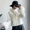 Women's Wool Blends Koean Luxury Clothing Classic Croped Natural Pur Real Lamb Woolen Coats Womes Winter Real Pur Coats Wholesale 231019