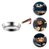 Casseroles Wok en acier inoxydable Poêle à frire Beurre Fondant Poignée anti-brûlure Plaque de petit-déjeuner Oeufs Mini omelettes Plaque de cuisson individuelle en acier